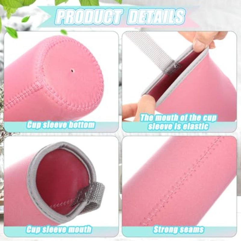 2 Pieces Neoprene Water Bottle Sleeve 18 oz - 19.4 oz Carrier Nylon Bottle Cover for Sport Portable Glass Drink Cup, 550 ml Blue, Pink - Image 3