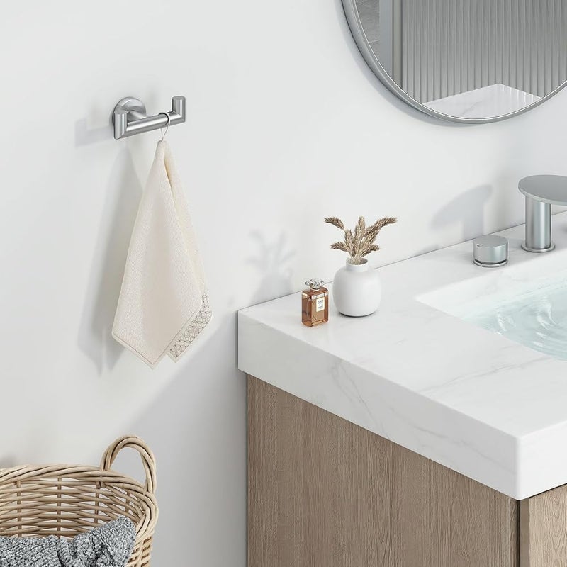 Angle Simple Double Towel Hook Brushed Nickel, Angle Simple SUS304 Stainless Steel Bath Towel Holder, Hand Towel Rack for Bathroom Wall - Image 3