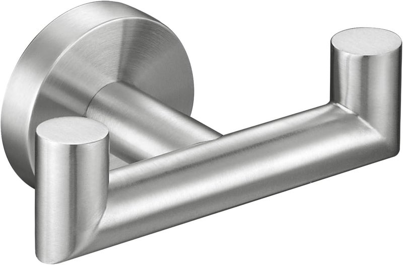 Angle Simple Double Towel Hook Brushed Nickel, Angle Simple SUS304 Stainless Steel Bath Towel Holder, Hand Towel Rack for Bathroom Wall - Image 1