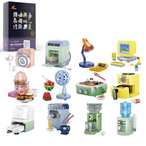 JMBricklayer Furniture Building Sets Includes 12 Mini Home Appliances Such as Camera Computer Electric Fan Party Favors Building Kits It Serves as Furniture for Decorating City Mansion Houses - Image 1