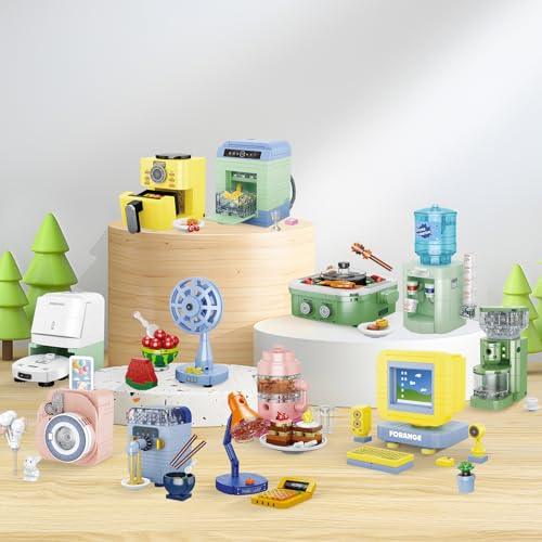 JMBricklayer Furniture Building Sets Includes 12 Mini Home Appliances Such as Camera Computer Electric Fan Party Favors Building Kits It Serves as Furniture for Decorating City Mansion Houses - Image 5