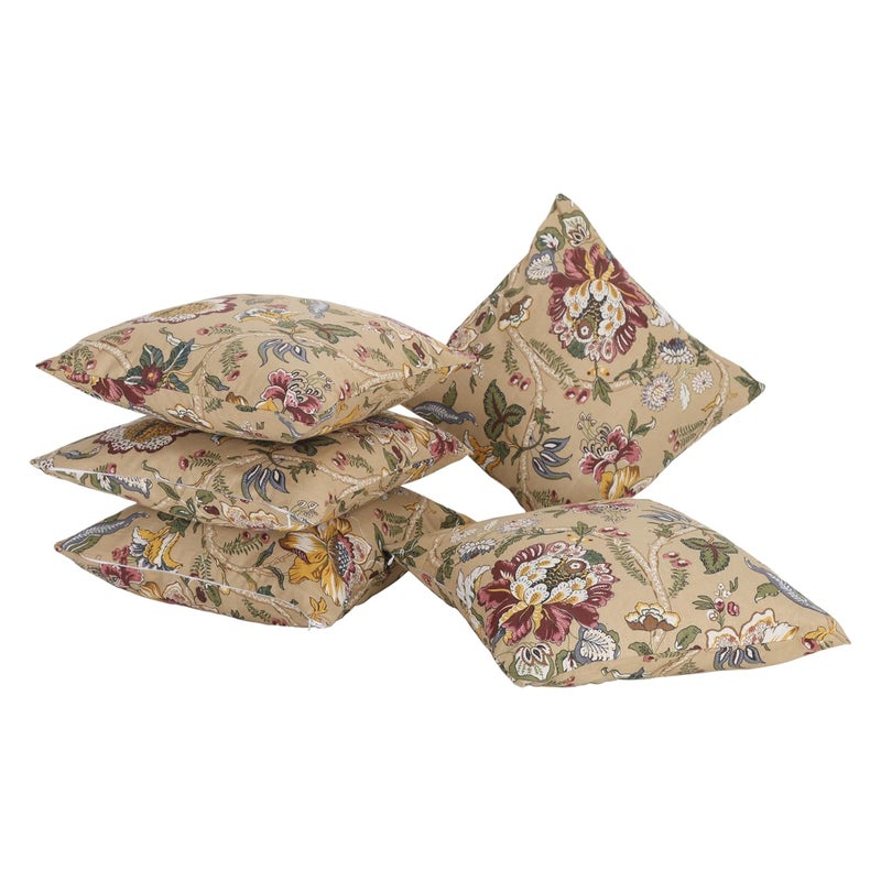 Clasiko Cotton Cushion Covers Set of 5 22x22 Inches Floral Fushion - Image 3