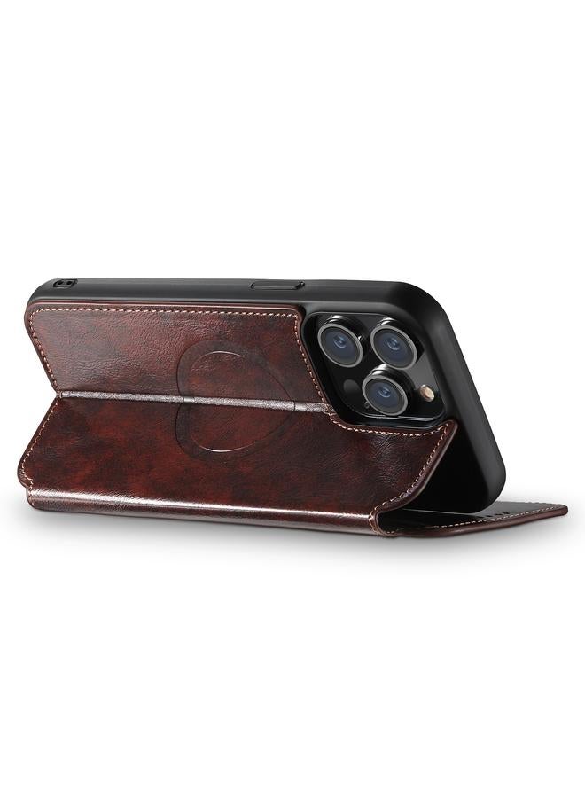 Suteni Case For iPhone 15 Pro J05 Leather Magnetic MagSafe Phone Case - Image 4