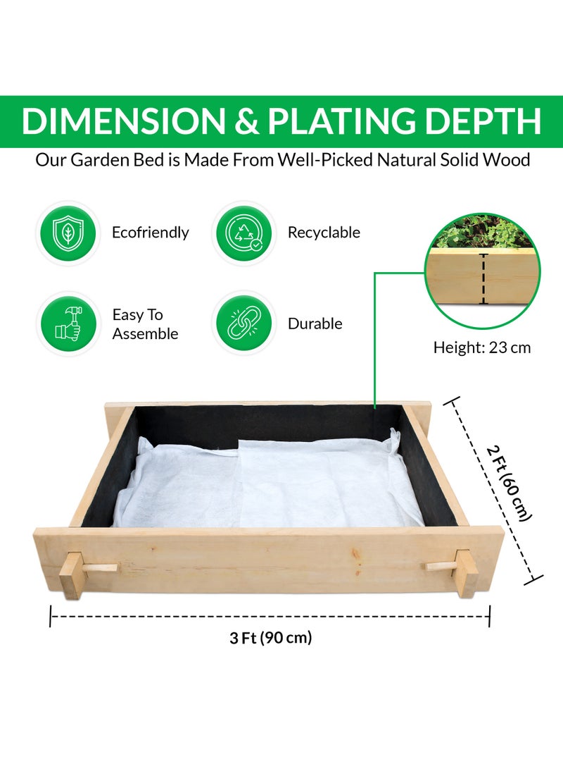 Explorer Greencorner raised gardenbed 3 feet x 2 feet x 23 cm. Ecofriendly wooden bed for growing vegetables, flowers, herbs, and root vegetables. - Image 2