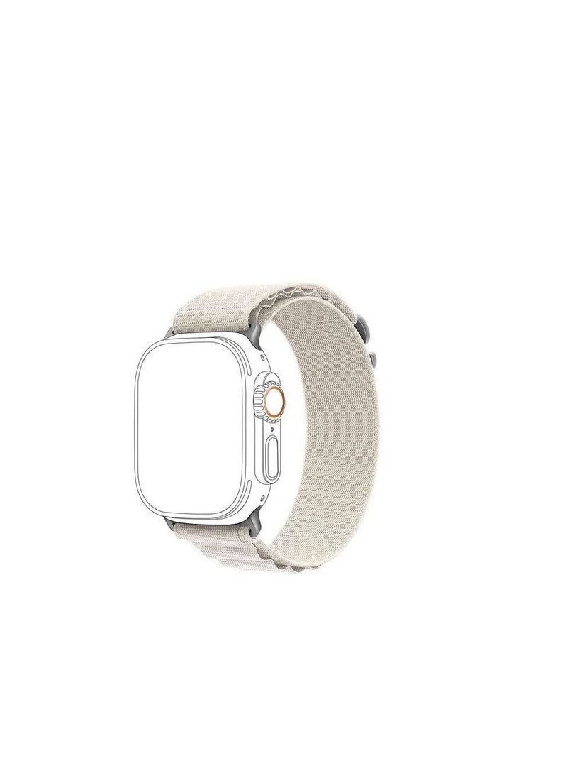 Generic Alpine Loop For Apple Watch 44/45mm Nylon Woven Ring Strap Series 4/5/6/7 - White  - Image 2