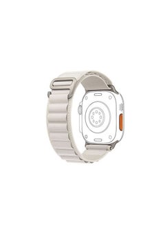 Generic Alpine Loop For Apple Watch 44/45mm Nylon Woven Ring Strap Series 4/5/6/7 - White  - Image 1