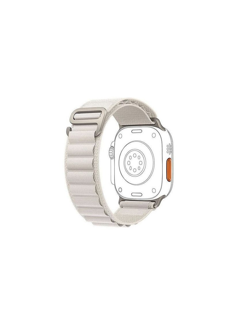 Generic Alpine Loop For Apple Watch 44/45mm Nylon Woven Ring Strap Series 4/5/6/7 - White  - Image 1