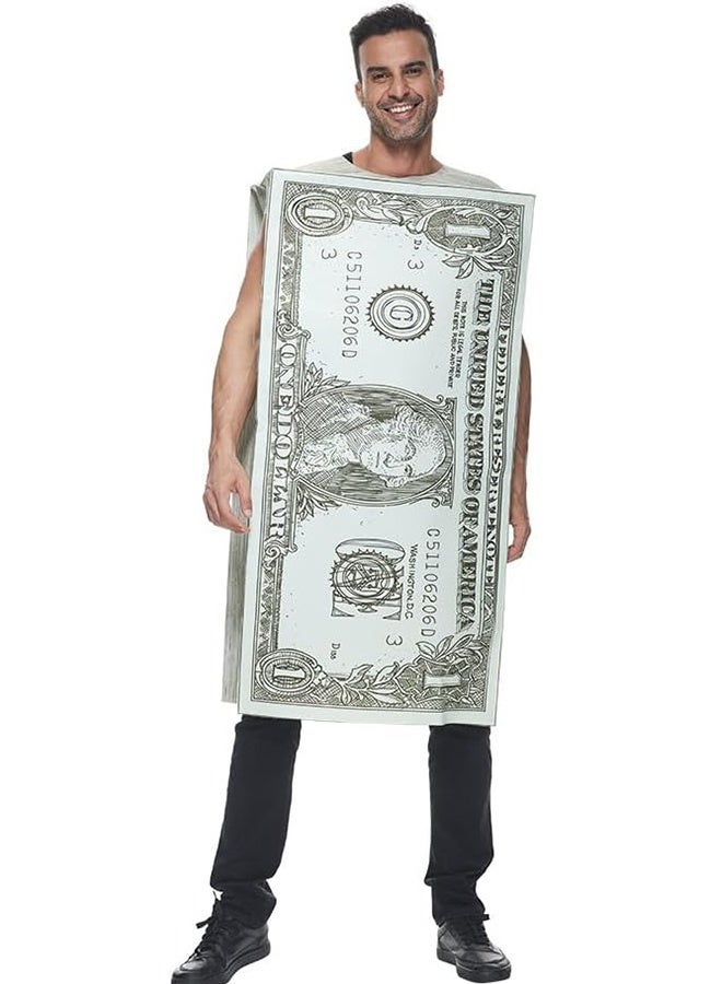 JCB CHIC Dollar Costumes - Dress-Up Bill Outfit for Adults | 1 Dollar Clothes Holiday Cosplay Outfit for Family Halloween Men Women Festive Themed Event Carnivals Theater Photography Props
