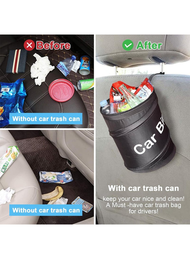 Adando Car Trash Can, Interior Collapsible Garbage Can, Hangable Car Garbage Bin, for Back Seat or Front Seat, Leakproof Interior Liners Trash Bin Suitable for Automotive, Traveling（Black） - Image 3