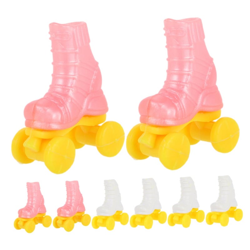 Miniature Doll Roller Skates 4 Pairs Plastic Cute Shoes For Doll Play Craft Accessories - Image 2