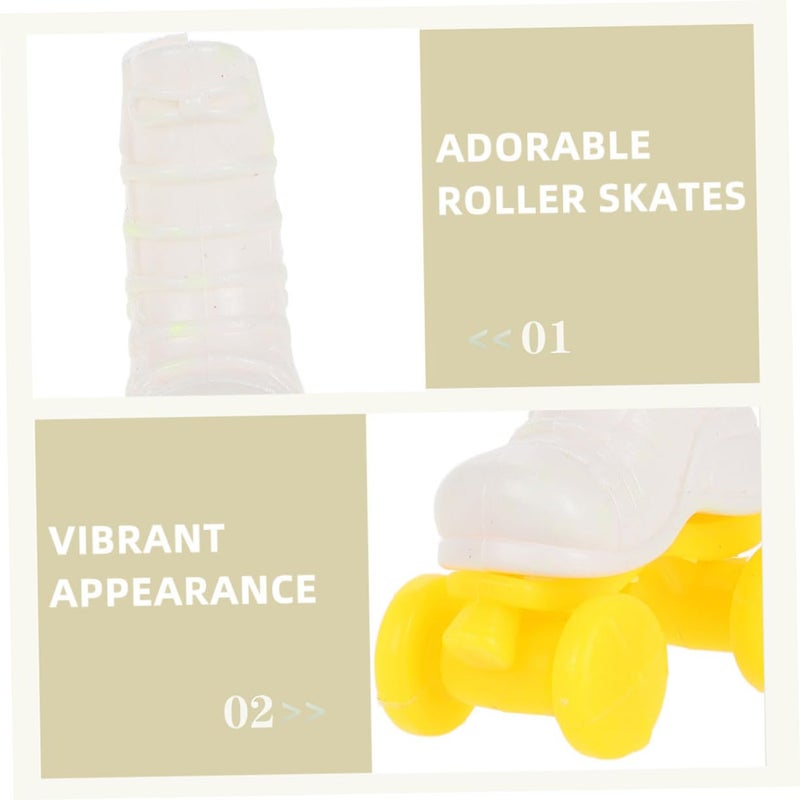 Miniature Doll Roller Skates 4 Pairs Plastic Cute Shoes For Doll Play Craft Accessories - Image 4