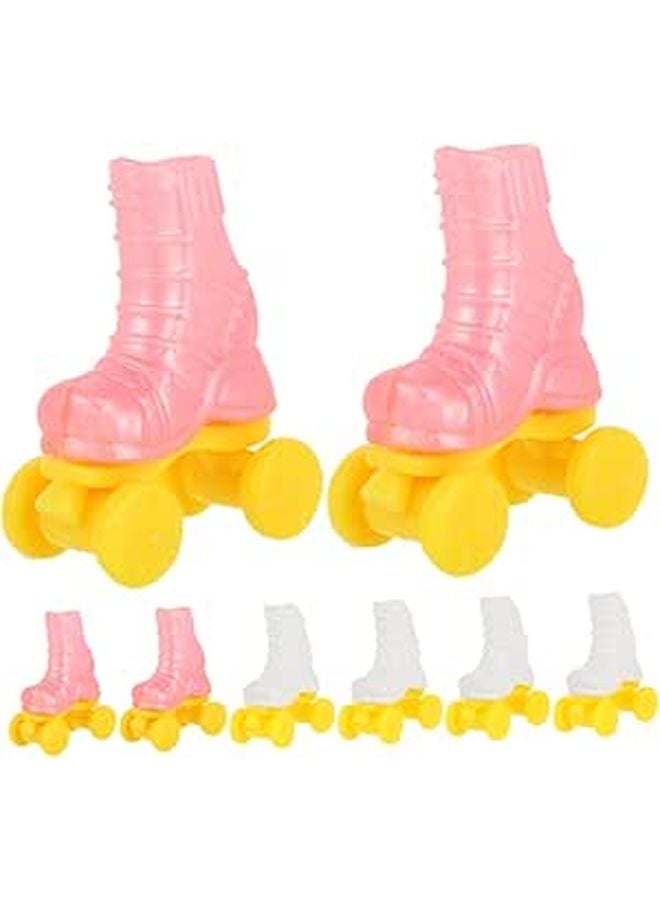 Miniature Doll Roller Skates 4 Pairs Plastic Cute Shoes For Doll Play Craft Accessories - Image 1