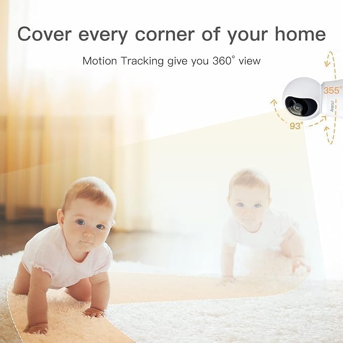 Laxihub P2Q 4MP Indoor WiFi Pan tilt Zoom Home Security Camera, Baby Monitor with Camera and Audio, FHD, Night Vision, 2-Way Audio, AI Motion Detection Compatible with Alexa & Google Assistant - Image 2
