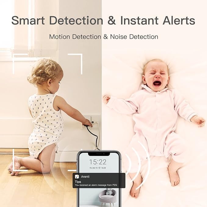 Laxihub P2Q 4MP Indoor WiFi Pan tilt Zoom Home Security Camera, Baby Monitor with Camera and Audio, FHD, Night Vision, 2-Way Audio, AI Motion Detection Compatible with Alexa & Google Assistant - Image 4