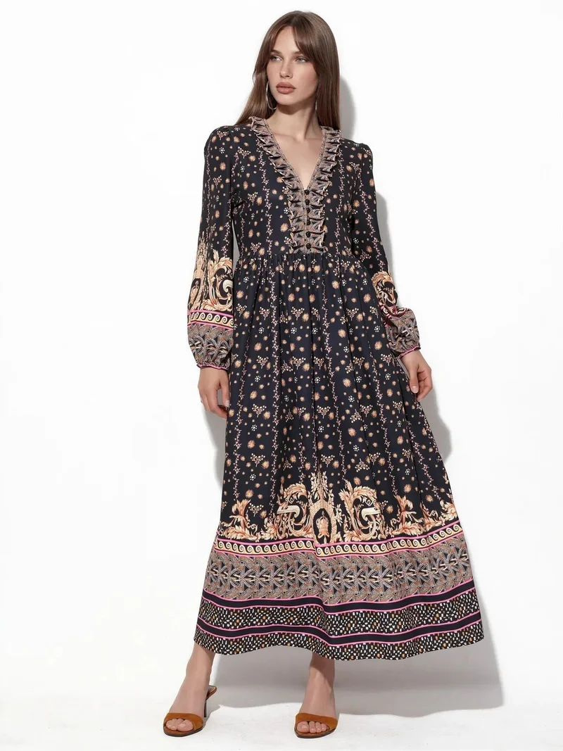 جينيفر Floral Belted Maxi Dress
