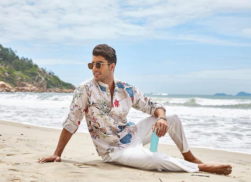 Bellstone Men's Cotton Blend Full Sleeve Printed Short Kurta with Mandarin Collar Crafted from a Premium Cotton Blend - Image 4