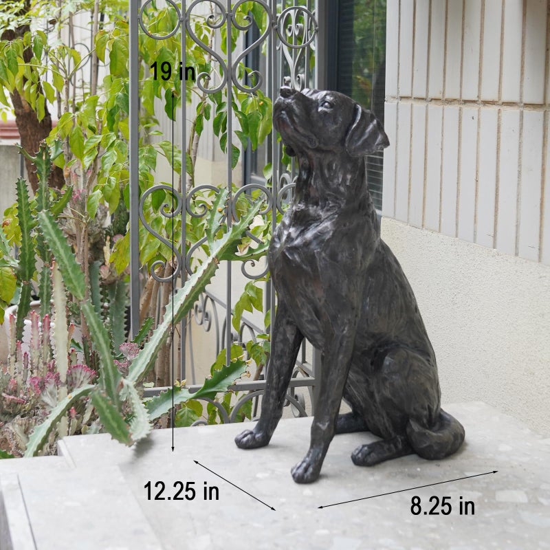 LC LCdecohome Garden Statue Outdoor Decorations Dog-Figurine â€“ 19inch Black Labrador dÃ©cor Sculpture Sitting Statue Resin Sculpture for Patio Lawn Yard Porch Garden 12.25L*8.25W*19H - Image 4