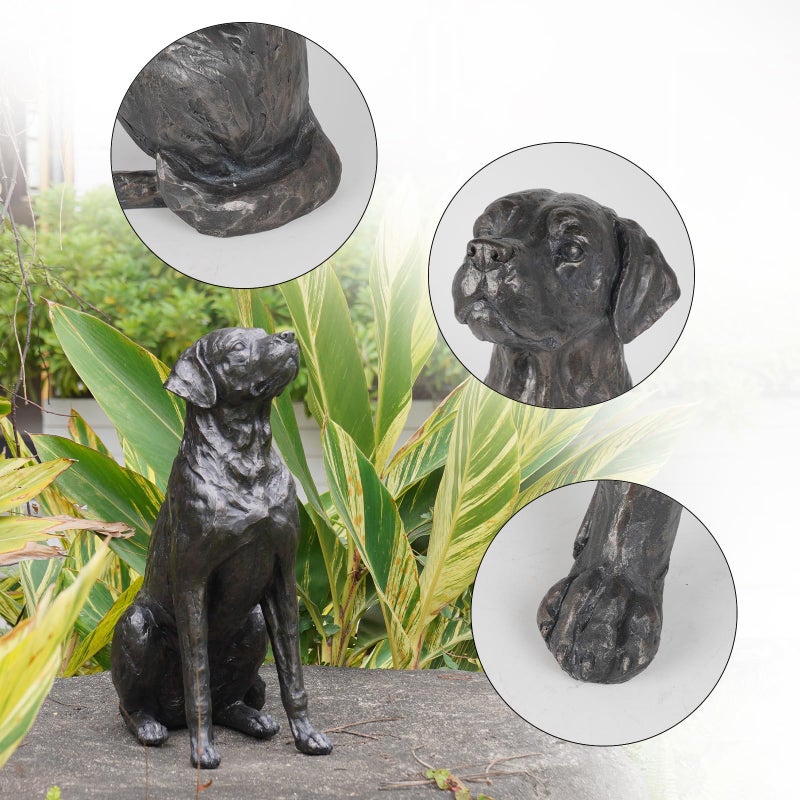 LC LCdecohome Garden Statue Outdoor Decorations Dog-Figurine â€“ 19inch Black Labrador dÃ©cor Sculpture Sitting Statue Resin Sculpture for Patio Lawn Yard Porch Garden 12.25L*8.25W*19H - Image 5