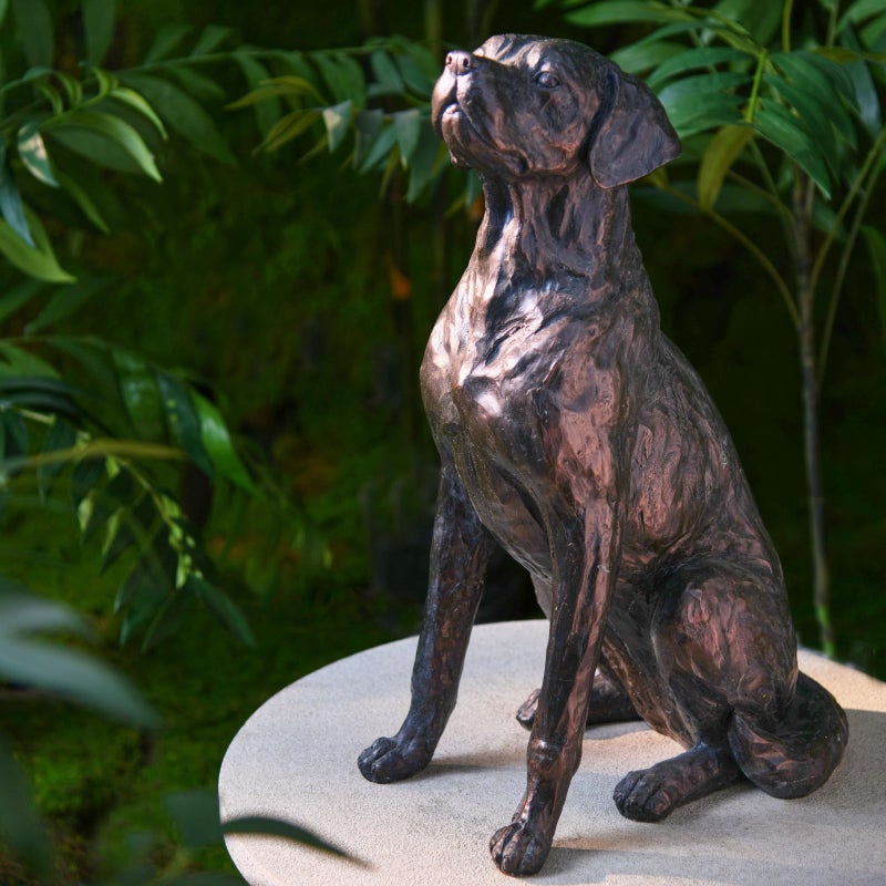 LC LCdecohome Garden Statue Outdoor Decorations Dog-Figurine â€“ 19inch Black Labrador dÃ©cor Sculpture Sitting Statue Resin Sculpture for Patio Lawn Yard Porch Garden 12.25L*8.25W*19H - Image 1
