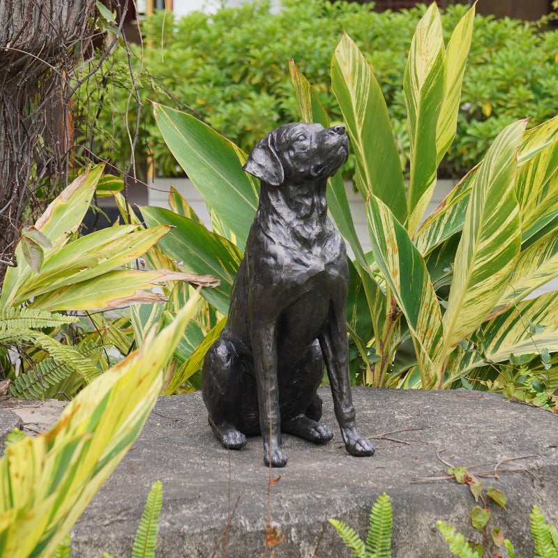 LC LCdecohome Garden Statue Outdoor Decorations Dog-Figurine â€“ 19inch Black Labrador dÃ©cor Sculpture Sitting Statue Resin Sculpture for Patio Lawn Yard Porch Garden 12.25L*8.25W*19H - Image 3