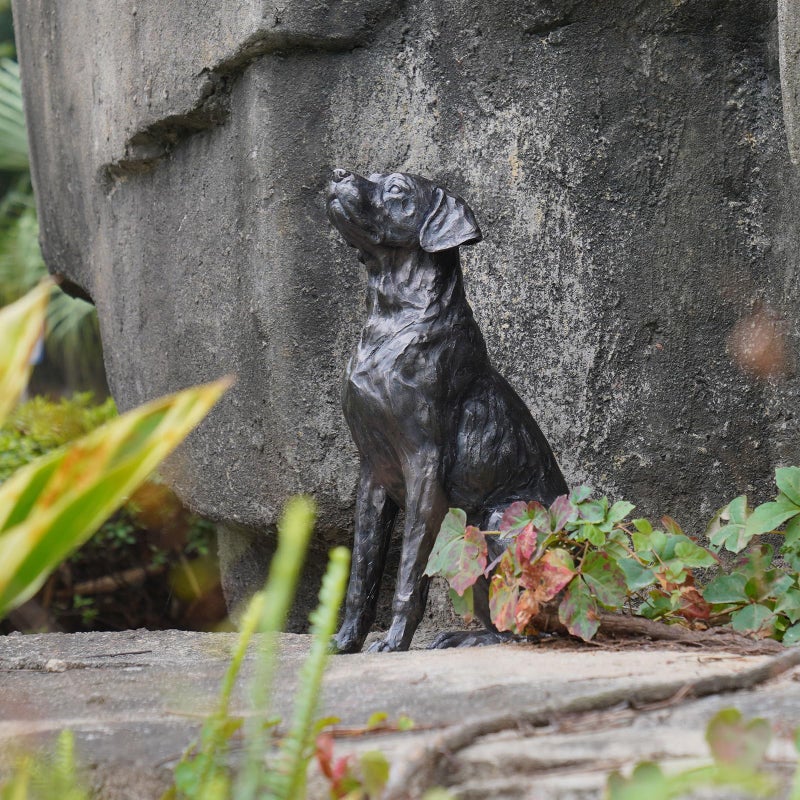 LC LCdecohome Garden Statue Outdoor Decorations Dog-Figurine â€“ 19inch Black Labrador dÃ©cor Sculpture Sitting Statue Resin Sculpture for Patio Lawn Yard Porch Garden 12.25L*8.25W*19H - Image 2