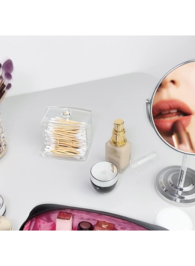 منظم مكياج للتزيين - علبة قطنية شفافة بغطاء، لتخزين مستحضرات التجميل في الحمام وغرفة النوم وطاولة الزينة، مثالية لأعواد القطن والضمادات والملحقات، قطعة واحدة - Image 5