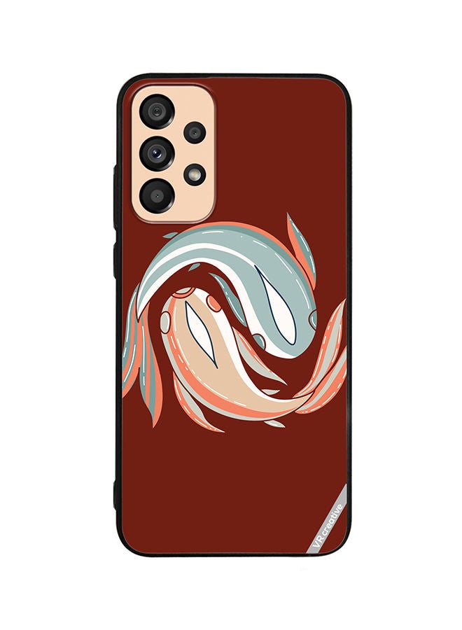 VR CREATIVE Protective Case Cover For Samsung Galaxy A73 5G Japanese Stylized Colored Fish In Orange And Blue Design Multicolour - Image 1