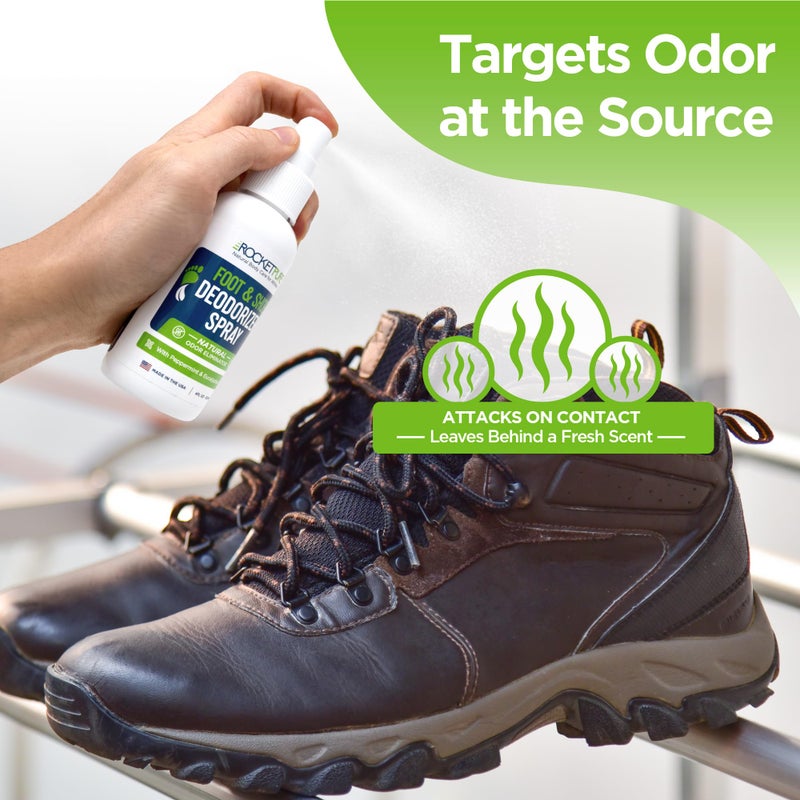 Rocket Pure Natural Foot & Shoe Deodorizer Spray - Foot Spray for Smelly Feet & Shoe Spray for Smelly Shoes - Removes, Controls & Prevents Odors - Made with Essential Oils - Made in USA (Mint, 4oz) - Image 4