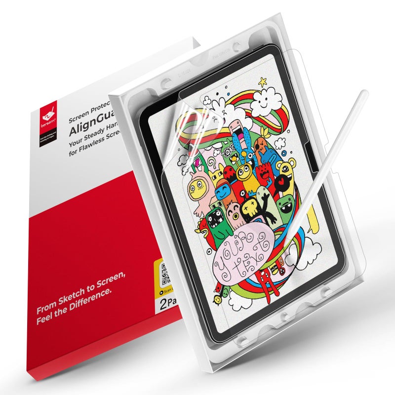 bersem 2 Pack Paperfeel (AlignGuard Pro) Screen Protector Compatible with iPad Air 11 M3 2025 / M2 2024, Crafted for Natural Writing, High Sensitivity, Less Reflection - Image 1