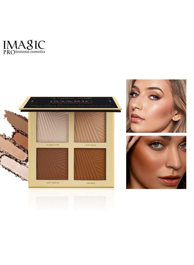 IMAGIC 4-Color Contour Powder Palette | Sculpt, Define & Highlight | Buildable, Matte Finish for All Skin Tones - Image 1