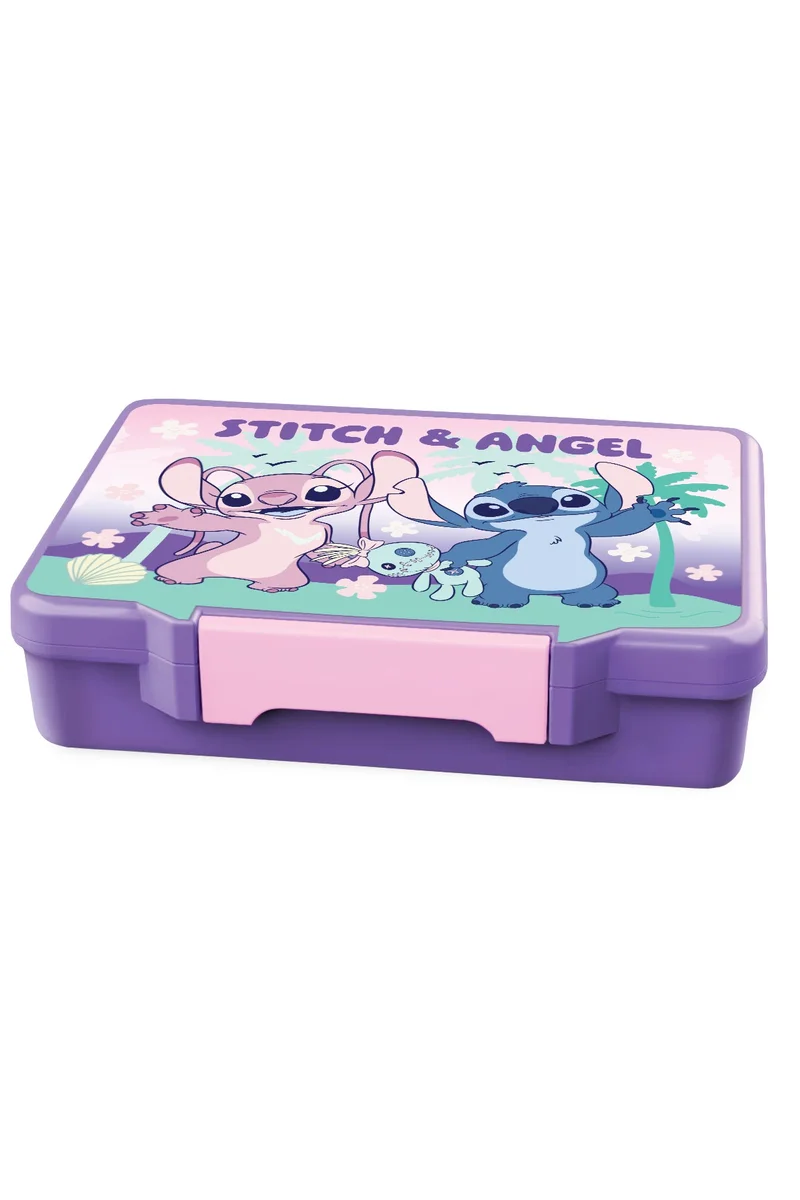 Disney Stitch Bento Lunch Box with Cutlery – Cute Disney Design – Durable &amp; Fun Lunch Set for Kids