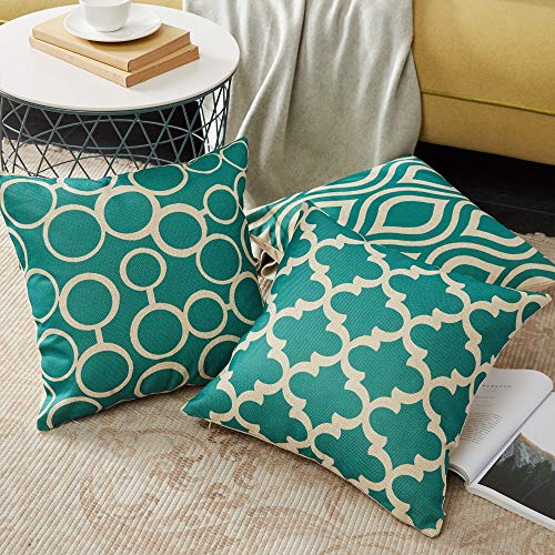 AEROHAVEN Set of 6 Satin Abstract Designer Decorative Throw Pillow/Cushion Covers - (Aqua/Sea Green, 18 x 18 Inch) - Image 3