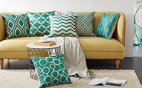 AEROHAVEN Set of 6 Satin Abstract Designer Decorative Throw Pillow/Cushion Covers - (Aqua/Sea Green, 18 x 18 Inch) - Image 2