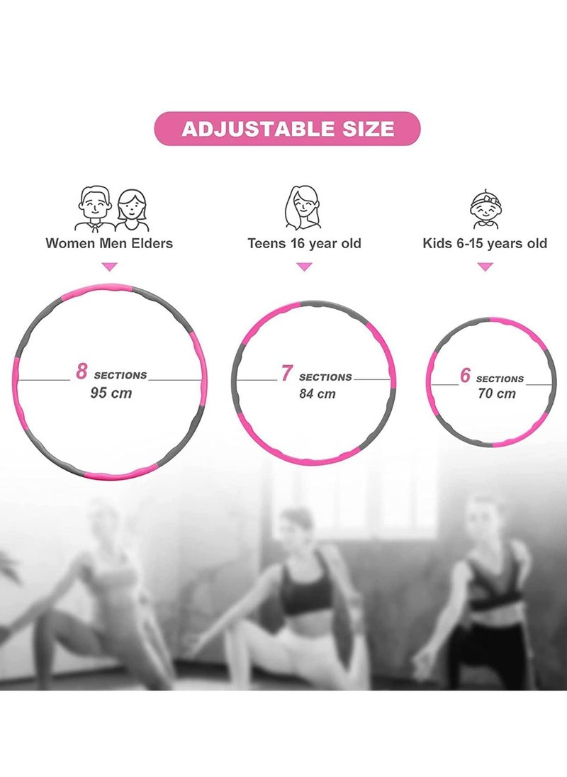 Weighted Hula Hoop - 8 Section Detachable Hoola Hoop, Adjustable Hula Hoops for Adults Weight Loss, Exercise Hula Hoop with Soft Padding and Wavy Ridges