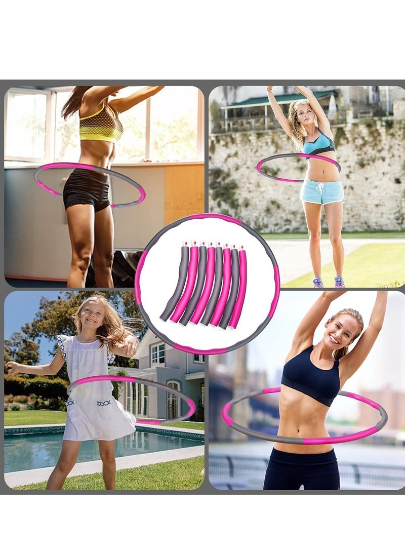 Weighted Hula Hoop - 8 Section Detachable Hoola Hoop, Adjustable Hula Hoops for Adults Weight Loss, Exercise Hula Hoop with Soft Padding and Wavy Ridges