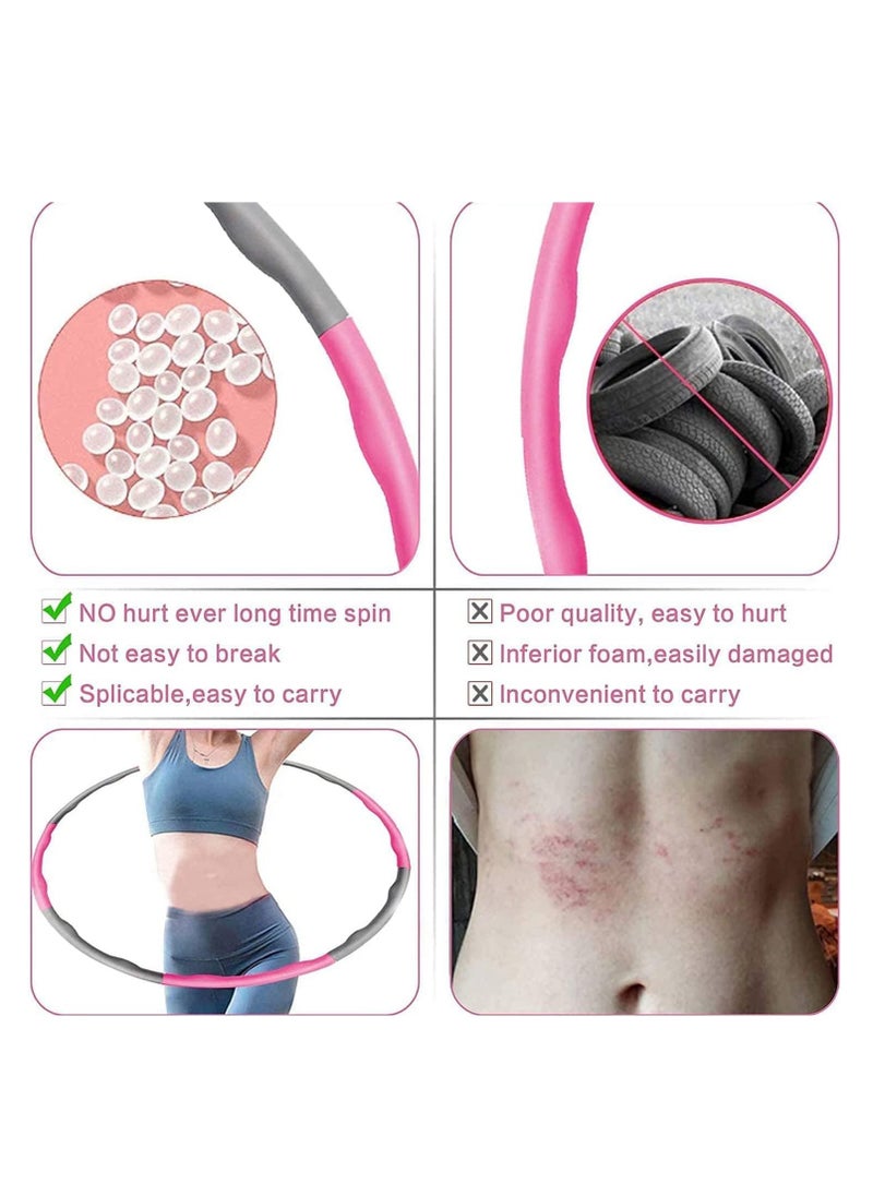 Weighted Hula Hoop - 8 Section Detachable Hoola Hoop, Adjustable Hula Hoops for Adults Weight Loss, Exercise Hula Hoop with Soft Padding and Wavy Ridges
