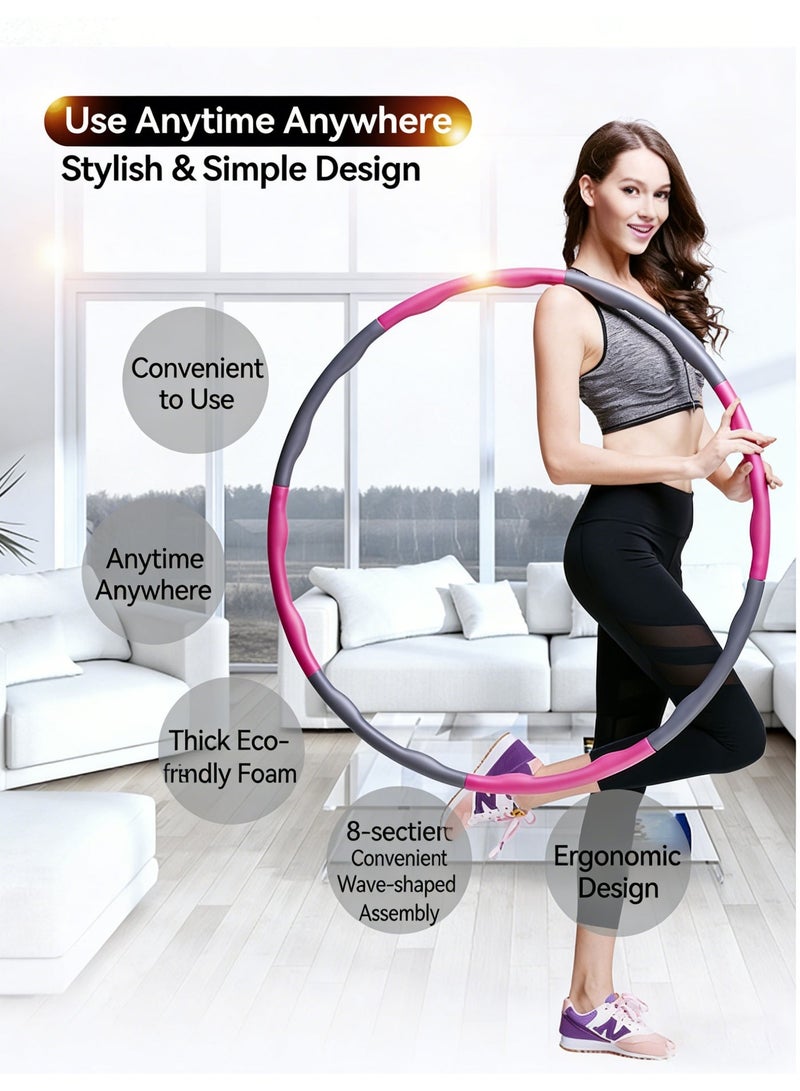 KIIUMI Weighted Hula Hoop - 8 Section Detachable Hoola Hoop, Adjustable Hula Hoops for Adults Weight Loss, Exercise Hula Hoop with Soft Padding and Wavy Ridges - Image 4