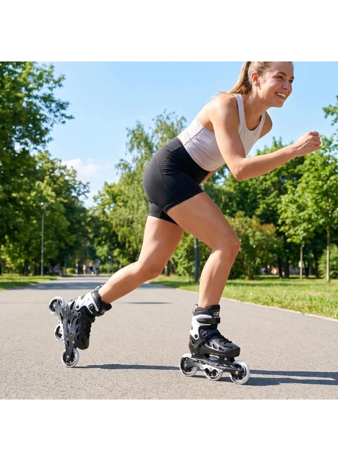 PAPAISON Adult Inline Skates Adjustable Rollerblades for Men Women — ABEC-9 Bearings, Black White, Recreational Outdoor Fitness Skating - Image 5