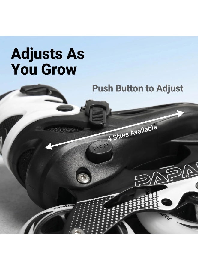 PAPAISON Adult Inline Skates Adjustable Rollerblades for Men Women — ABEC-9 Bearings, Black White, Recreational Outdoor Fitness Skating - Image 3