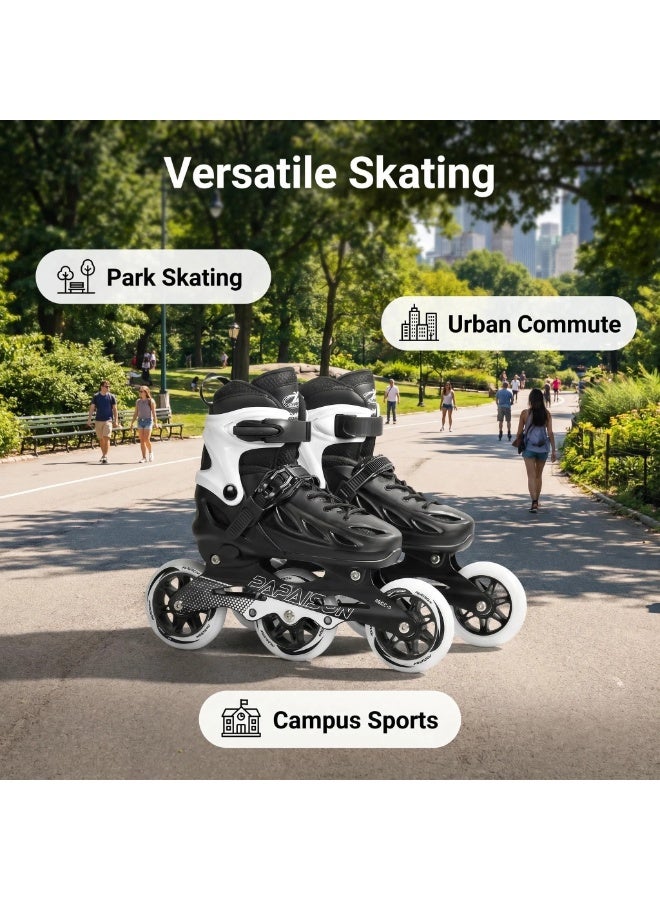 PAPAISON Adult Inline Skates Adjustable Rollerblades for Men Women — ABEC-9 Bearings, Black White, Recreational Outdoor Fitness Skating - Image 4