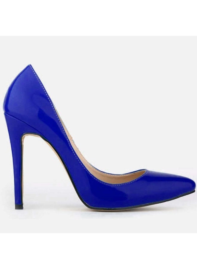 Loquat British Style Pointed Toe Ball Stiletto Heels Blue - Image 1