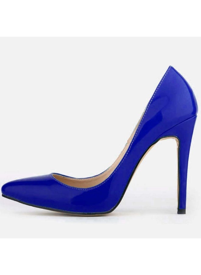 Loquat British Style Pointed Toe Ball Stiletto Heels Blue - Image 2