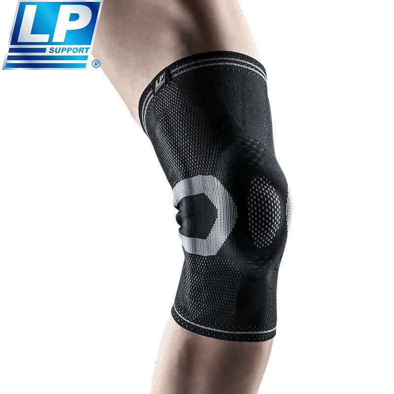 JD Jing Zao دعامة ركبة LP Sports مع دعم نابض مزدوج لكرة السلة، الريشة الطائرة، الجري، معدات الحماية الخارجية Jingrui 170xt Black L - Image 1