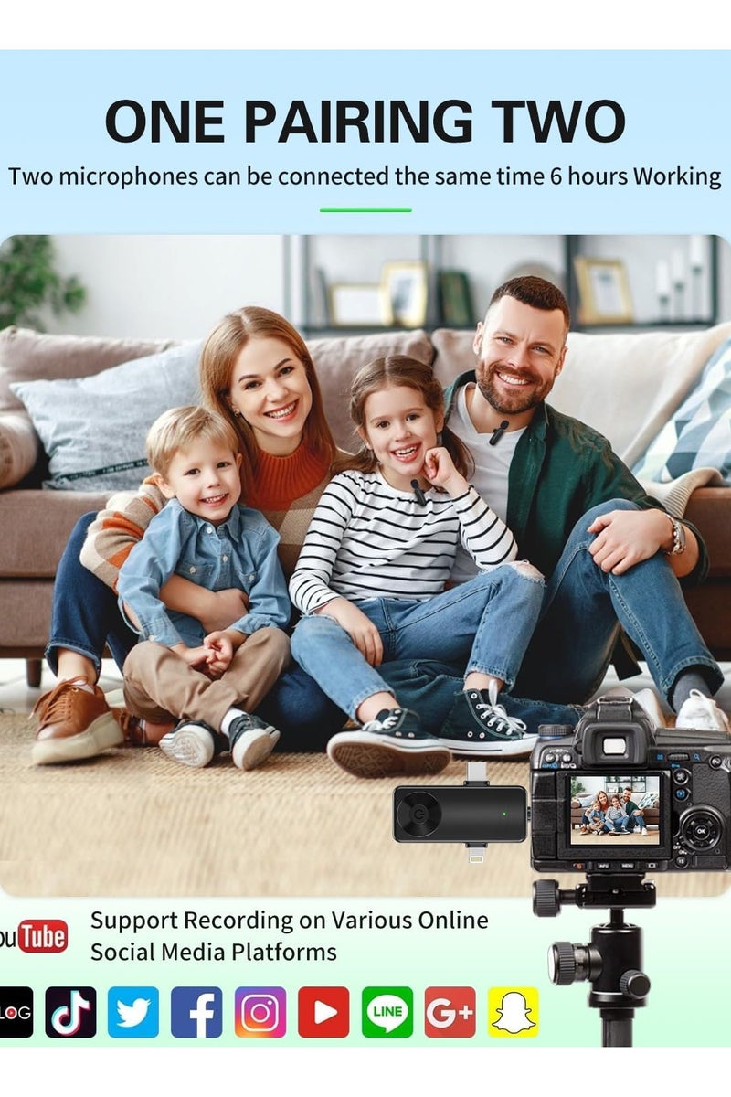 انفلكس ميكروفون صغير لأجهزة iPhone وAndroid وكاميرا iPad USB-C، ميكروفون لاسلكي احترافي 4 في 1 للتسجيل والبث المباشر ويوتيوب وفيسبوك وتيك توك وفيديولوج (قطعتان) - Image 2