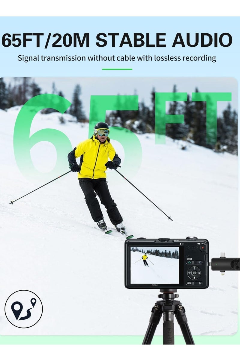 انفلكس ميكروفون صغير لأجهزة iPhone وAndroid وكاميرا iPad USB-C، ميكروفون لاسلكي احترافي 4 في 1 للتسجيل والبث المباشر ويوتيوب وفيسبوك وتيك توك وفيديولوج (قطعتان) - Image 3