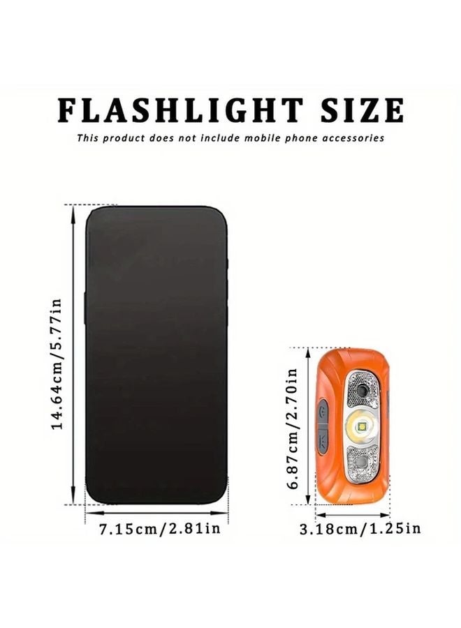 مصباح أمامي LED برتقالي، قابل لإعادة الشحن عبر USB، مزود بمستشعر حركة، حزام قابل للتعديل، مصباح عمل للطوارئ - Image 4