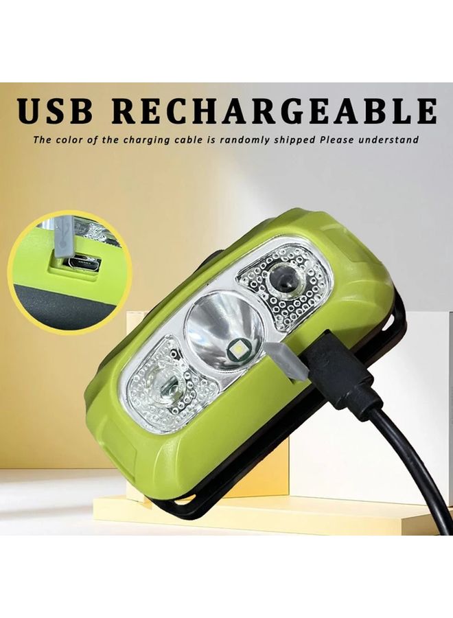 مصباح أمامي LED برتقالي، قابل لإعادة الشحن عبر USB، مزود بمستشعر حركة، حزام قابل للتعديل، مصباح عمل للطوارئ - Image 5