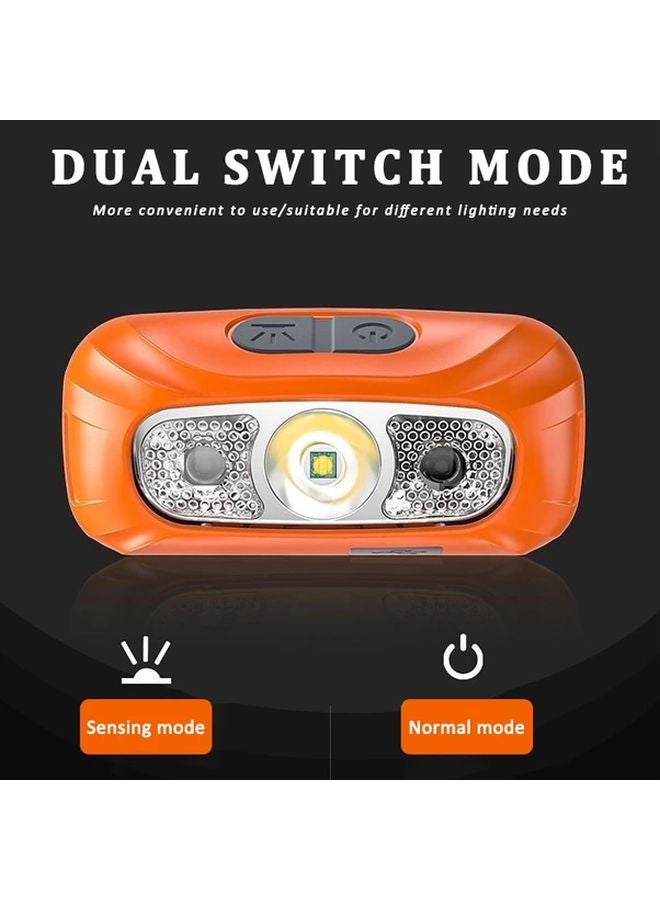 مصباح أمامي LED برتقالي، قابل لإعادة الشحن عبر USB، مزود بمستشعر حركة، حزام قابل للتعديل، مصباح عمل للطوارئ - Image 3