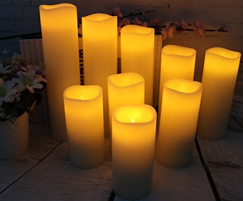 Vinkor Flameless Candles Battery Operated Candles Real Wax Pillar LED Candles with 10-Key Remote and Cycling 24 Hours Timer (Ivory 4" 5" 6" 7" 8" 9") - Image 3