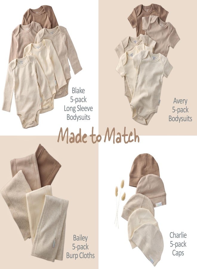 Butterblu Bailey 5-Pack Burp Cloths 100% Organic Cotton Knit for Newborn & Baby Boys & Girls, Natural, One Size - Image 3